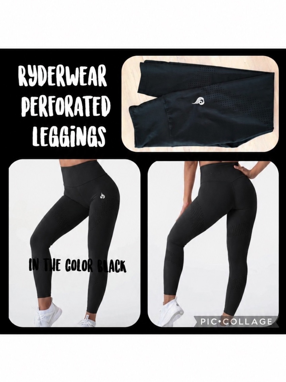 *RYDERWEAR BLACK PERFORATED LEGGINGS SZ XS NWOT*